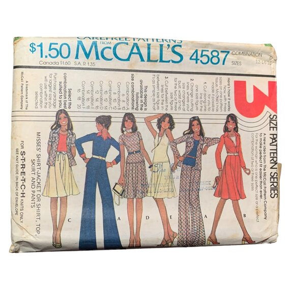 Vintage McCalls 4587 Sewing Pattern Misses Shirt Jacket Skirt Pant Size 12-14-16 - Picture 1 of 2